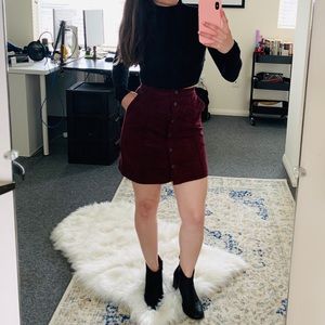 Abercrombie & Fitch XXS suede maroon skirt